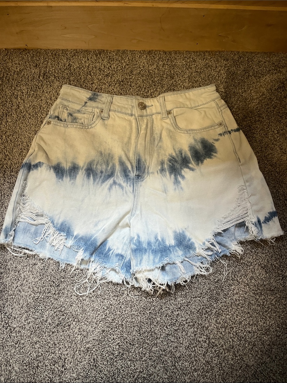 American Eagle Tie-Dye High-Waist Denim Shorts